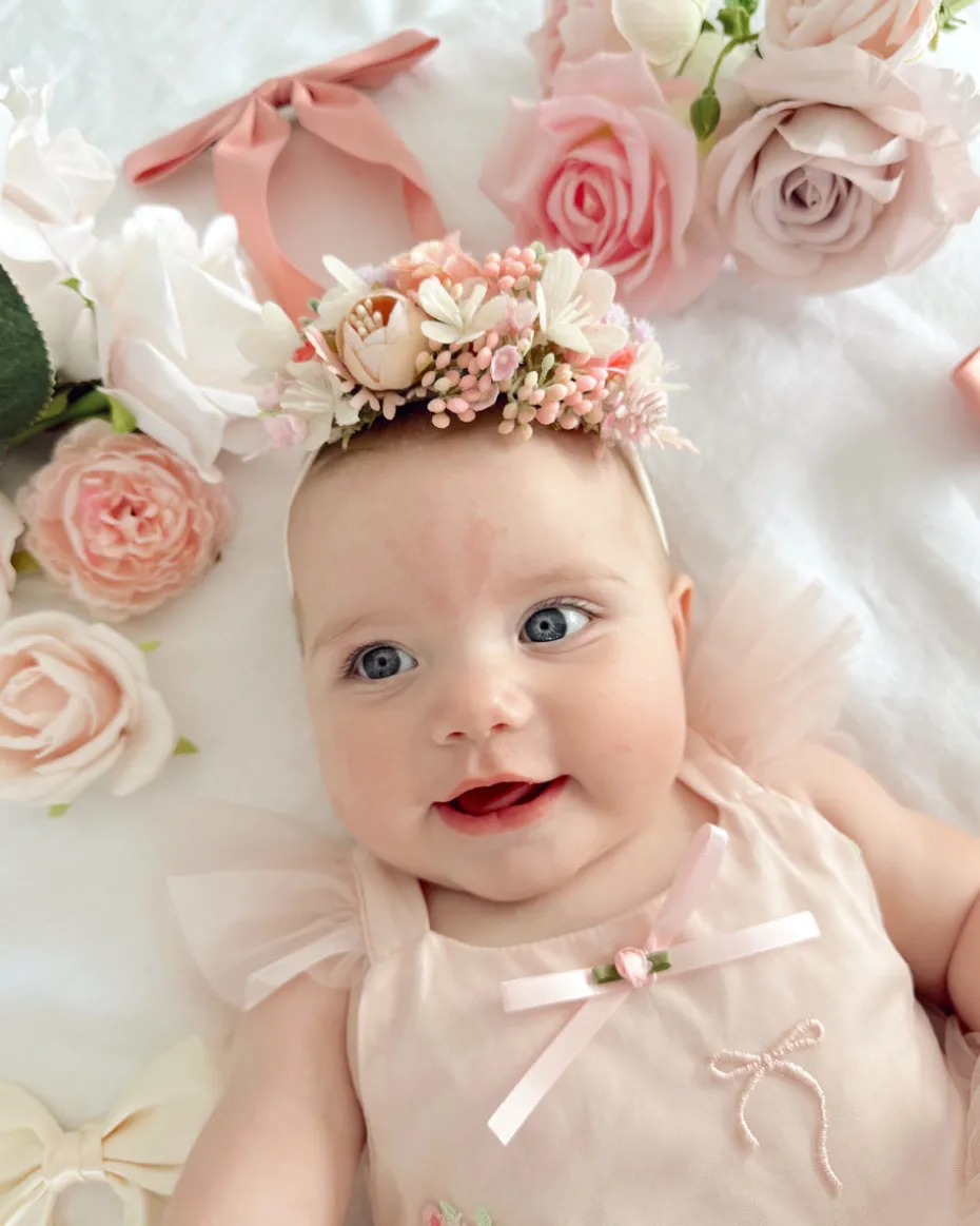 Amour Pink Stretch Baby Flower Crown