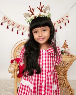 Angel Christmas Reindeer Baby Girls Flower Crown
