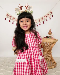 Angel Christmas Reindeer Baby Girls Flower Crown