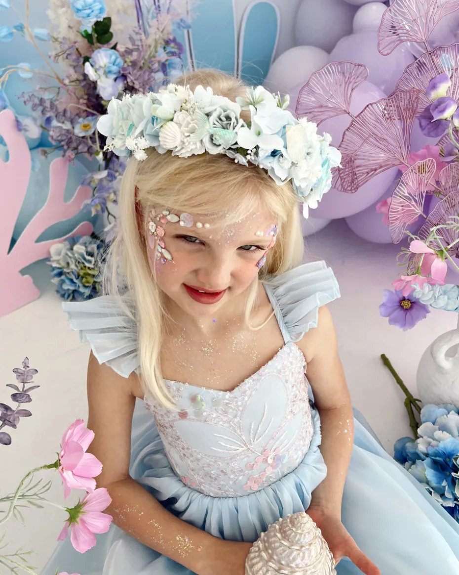Aquamarine Blue Girls Flower Crown