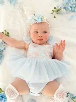 Ariel Ocean Blue Sequin Baby Girl Romper