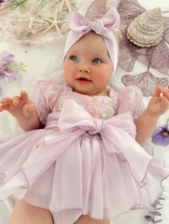 Ariel Purple Pearl Sequin Baby Girl Romper
