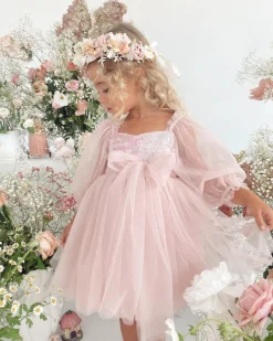 Arista Ocean Dusty Pink Sparkle Sequin Girls Party Dress