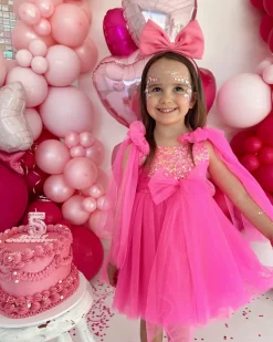 Aurelia Fuchsia Pink Sequin Girls Party Dress