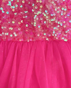 Aurelia Fuchsia Pink Sequin Girls Party Dress