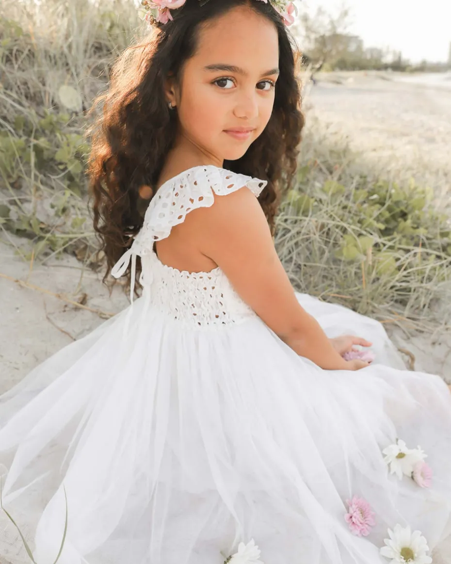 Bambi White Flower Girl Dress