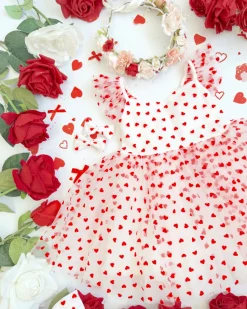 Be Mine White Heart Girls Party Dress