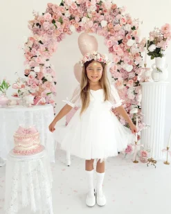 Beatrice Bella Lace Sequin Girls Party Dress - White