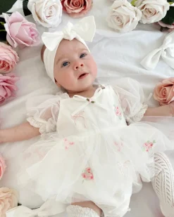 Belle Bow Baby Girl White Tulle Hair Accessories