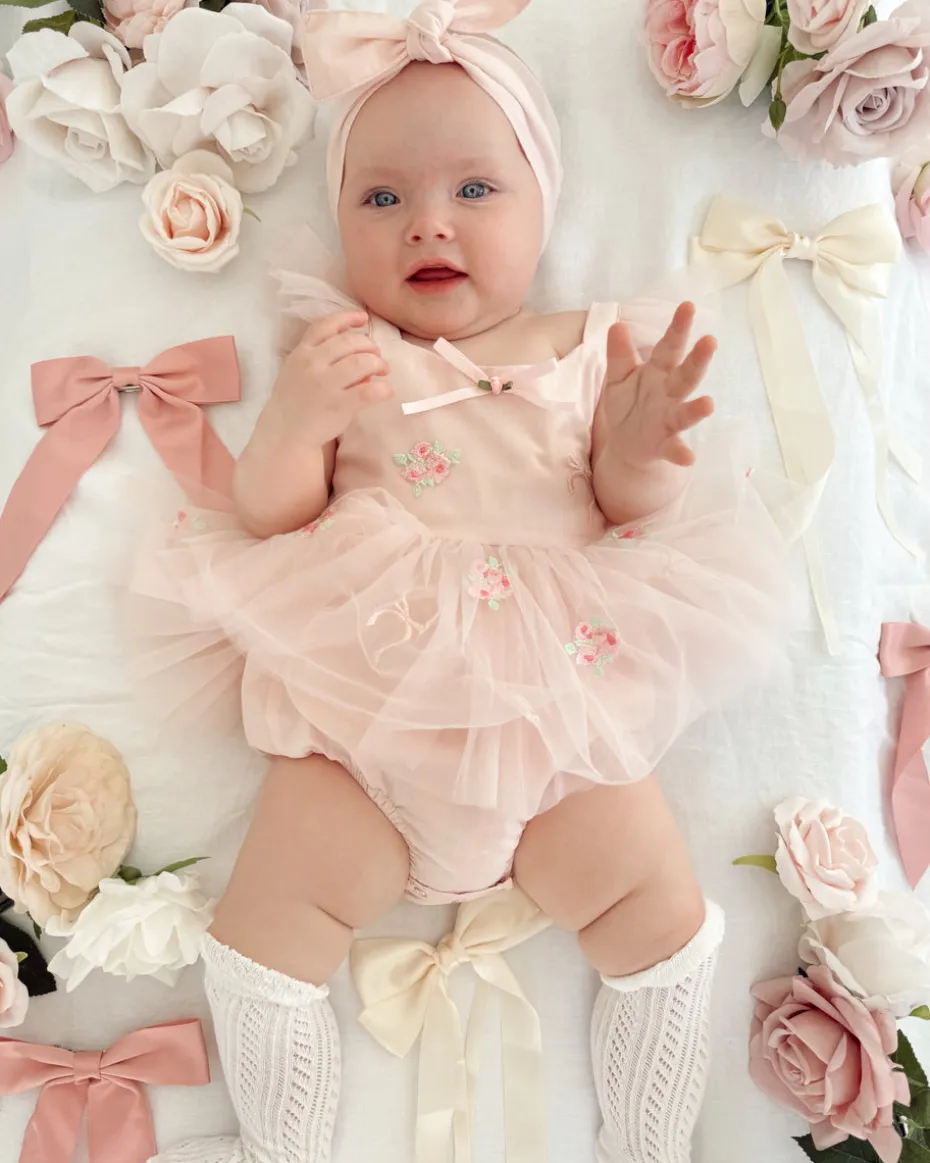 Belle Bow Perfect Pink Baby Girl Romper