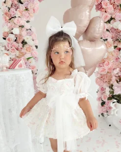 Blossom White Tulle Girls Hair Bow