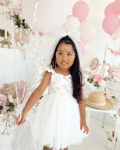 Briar White Tulle Girls Hair Bow