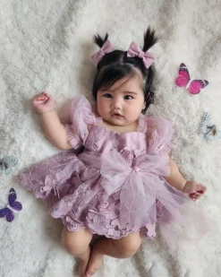 Butterfly Kisses Dusty Rose Baby Girl Romper