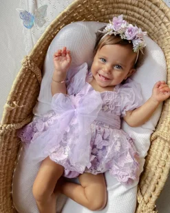 Butterfly Kisses Lilac Pink Rose Baby Girl Romper
