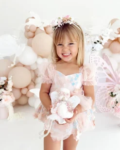 Butterfly Kisses Peach Rose Baby Girl Romper
