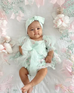 Butterfly Kisses Peppermint Pink Baby Girl Romper
