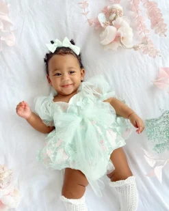 Butterfly Kisses Peppermint Pink Baby Girl Romper