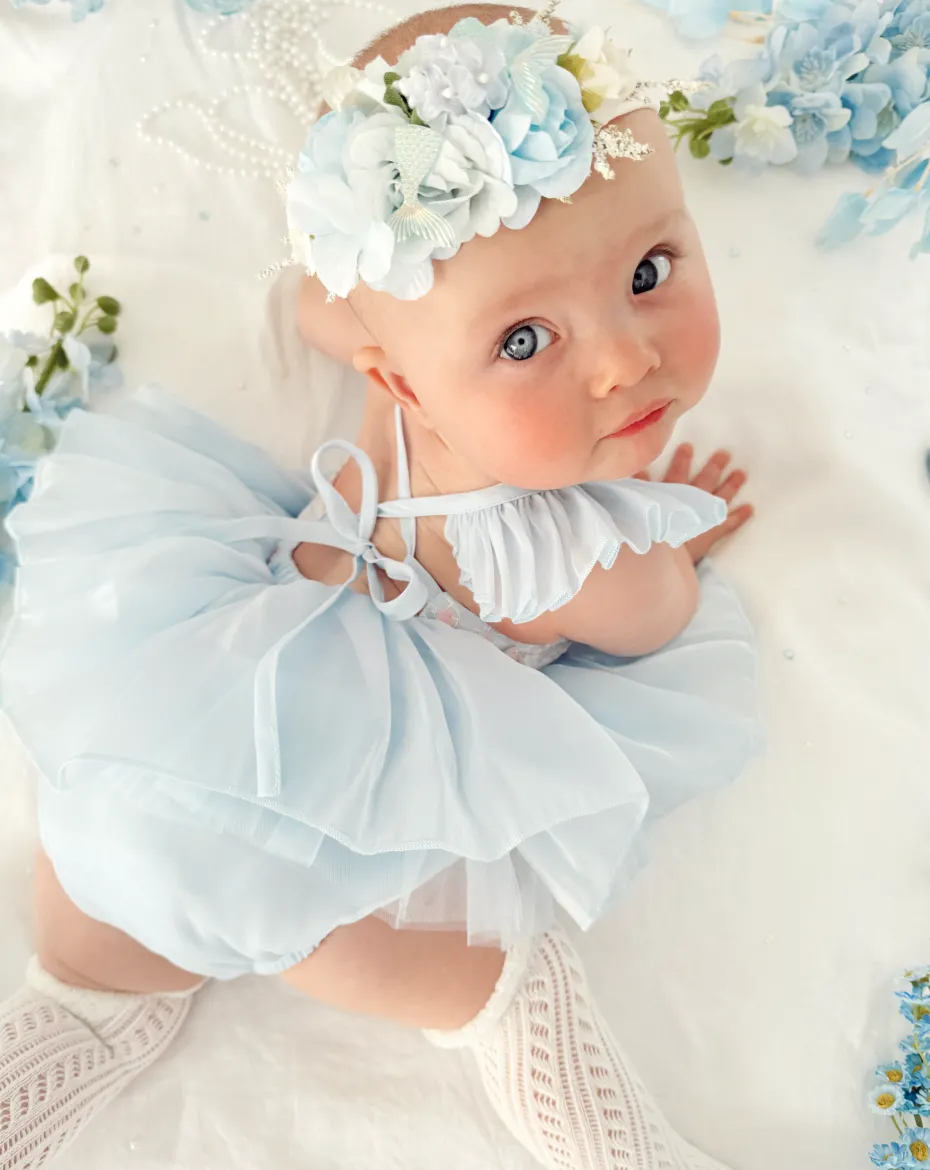 Calypso Blue Stretch Baby Flower Crown