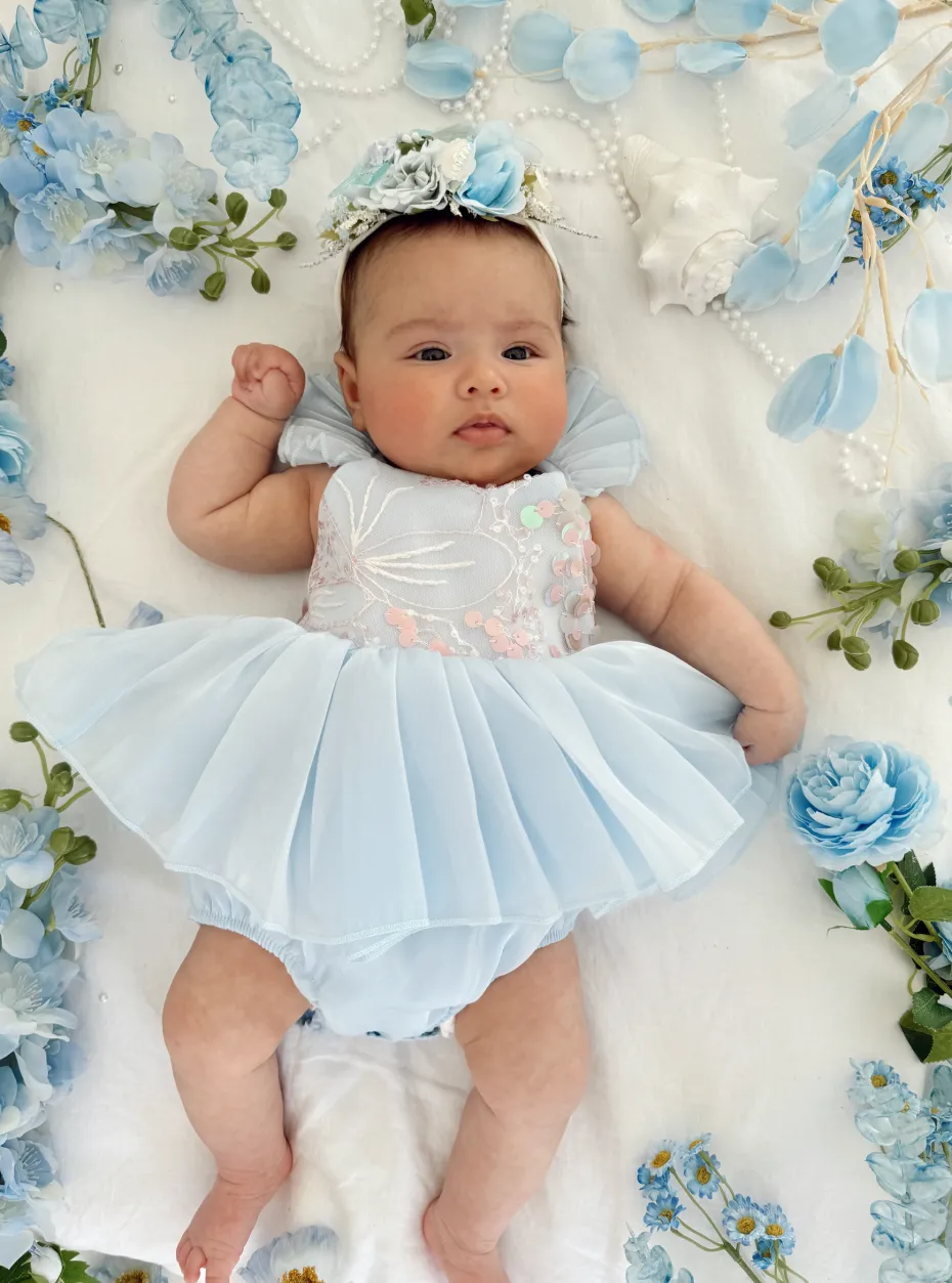 Calypso Blue Stretch Baby Flower Crown