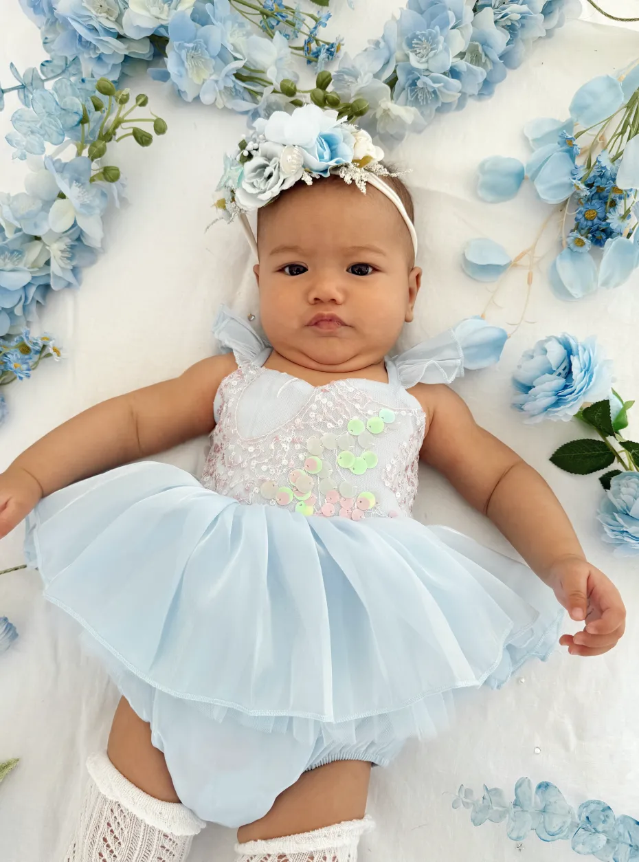 Calypso Blue Stretch Baby Flower Crown