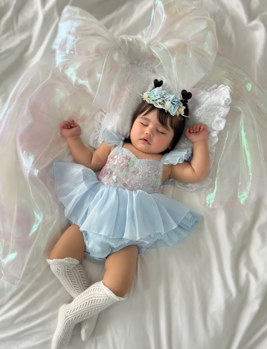 Calypso Blue Stretch Baby Flower Crown