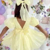 Canary Lemon Organza Girls Hair Bow