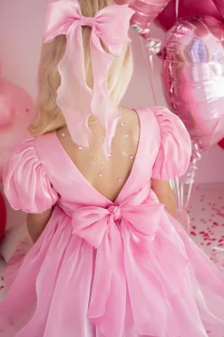 Candy Pink Organza Girls Hair Bow