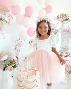 Cosette Perfect Pink Girls Floral Party Dress