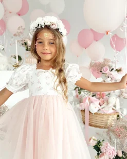 Cosette Perfect Pink Girls Floral Party Dress