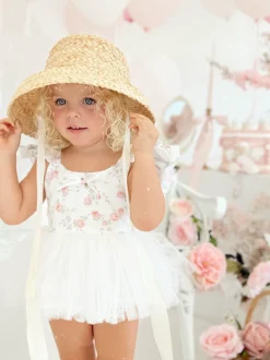 Cottage Fairy White Baby Girl Floral Romper