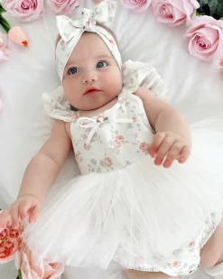Cottage Fairy White Baby Girl Floral Romper