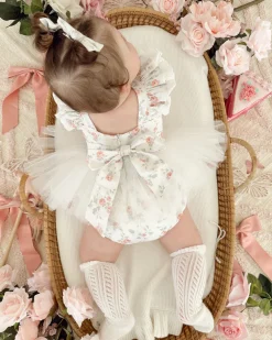 Cottage Fairy White Baby Girl Floral Romper