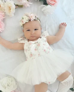 Cottage Fairy White Baby Girl Floral Romper