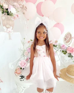Dottie Flower Candy Pink Girl Floral Party Dress