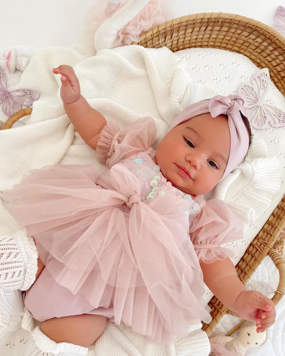 Dusty Pink Sparkle Baby Girls Tulle Hair Accessories