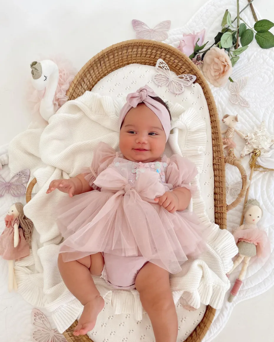 Dusty Pink Sparkle Baby Girls Tulle Hair Accessories