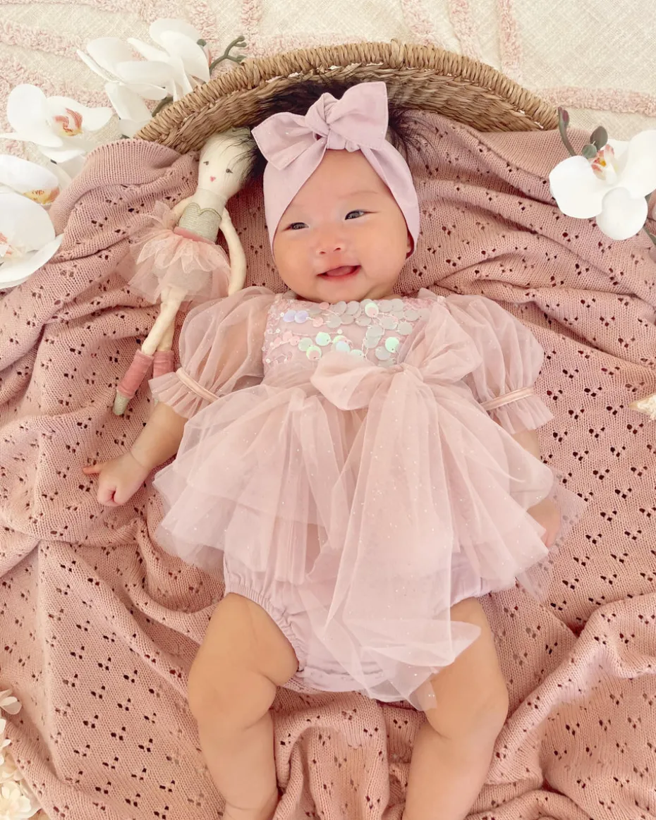 Dusty Pink Sparkle Baby Girls Tulle Hair Accessories