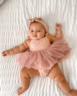 Dusty Rose Broderie Anglaise Baby Girl Hair Accessories