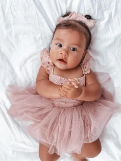 Dusty Rose Broderie Anglaise Baby Girl Hair Accessories