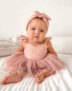 Dusty Rose Broderie Anglaise Baby Girl Hair Accessories