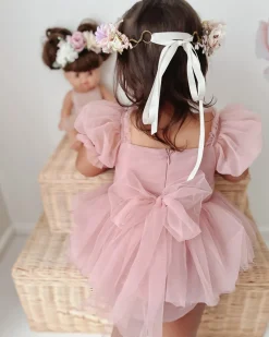 Dusty Rose Flower Fairy Baby Girl Romper