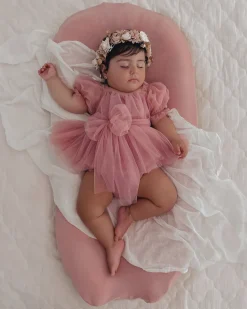 Dusty Rose Flower Fairy Baby Girl Romper