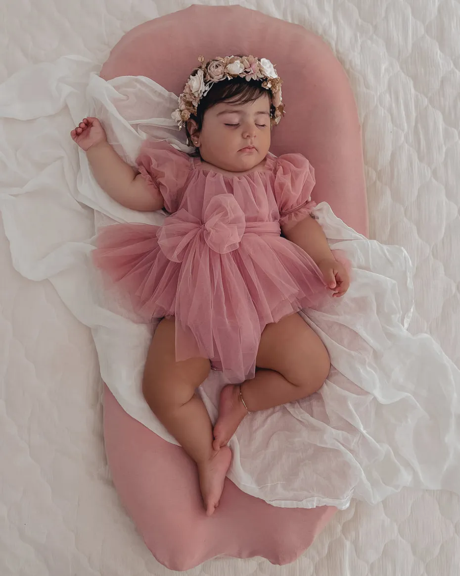 Dusty Rose Flower Fairy Baby Girl Romper