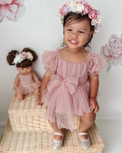 Dusty Rose Flower Fairy Baby Girl Romper