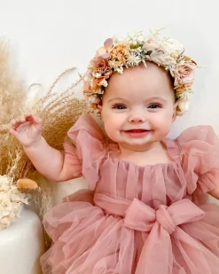 Dusty Rose Flower Fairy Baby Girl Romper