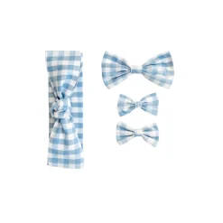 Ella Blue Gingham Baby Girl Hair Accessories