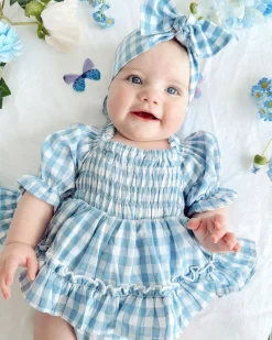 Ella Blue Gingham Baby Girl Hair Accessories