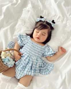 Ella Blue Gingham Baby Girl Hair Accessories