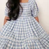 Ella Blue Gingham Girls Dress
