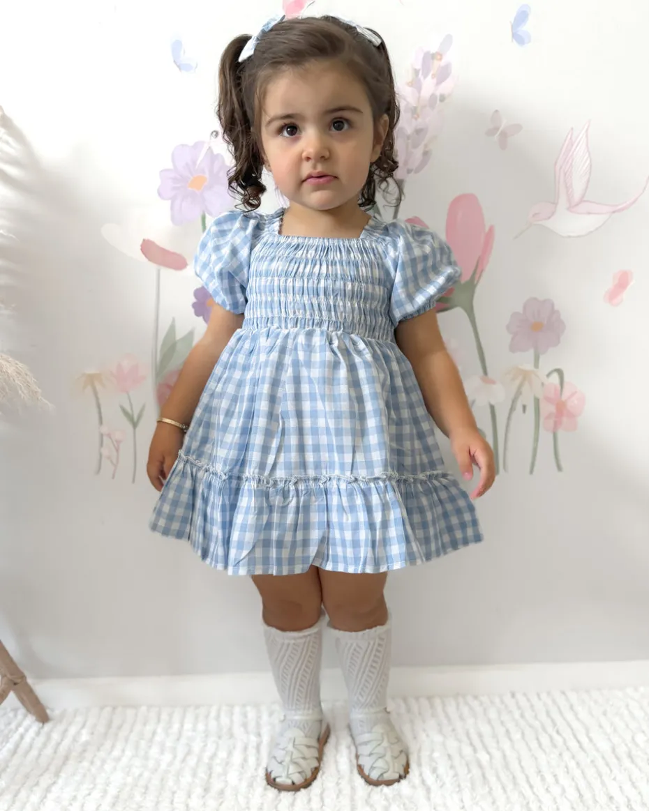 Ella Blue Gingham Girls Dress